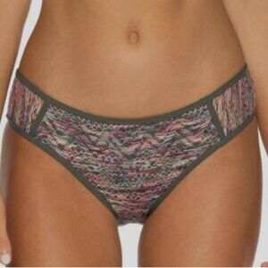 Becca Reveal Hipster Bikini Swim Bottoms, Green Multi, Size Medium